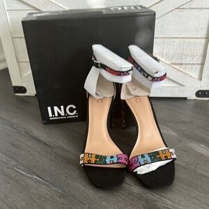 INC International Concepts Black and Multicolor Heels